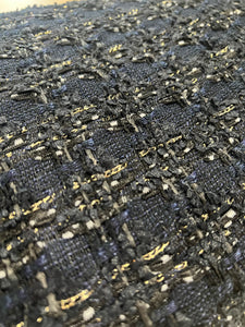 Linton Tweeds - Dark Blue, Gold, Black and Grey Couture Boucle