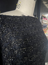 Load image into Gallery viewer, Linton Tweeds - Dark Blue, Gold, Black and Grey Couture Boucle
