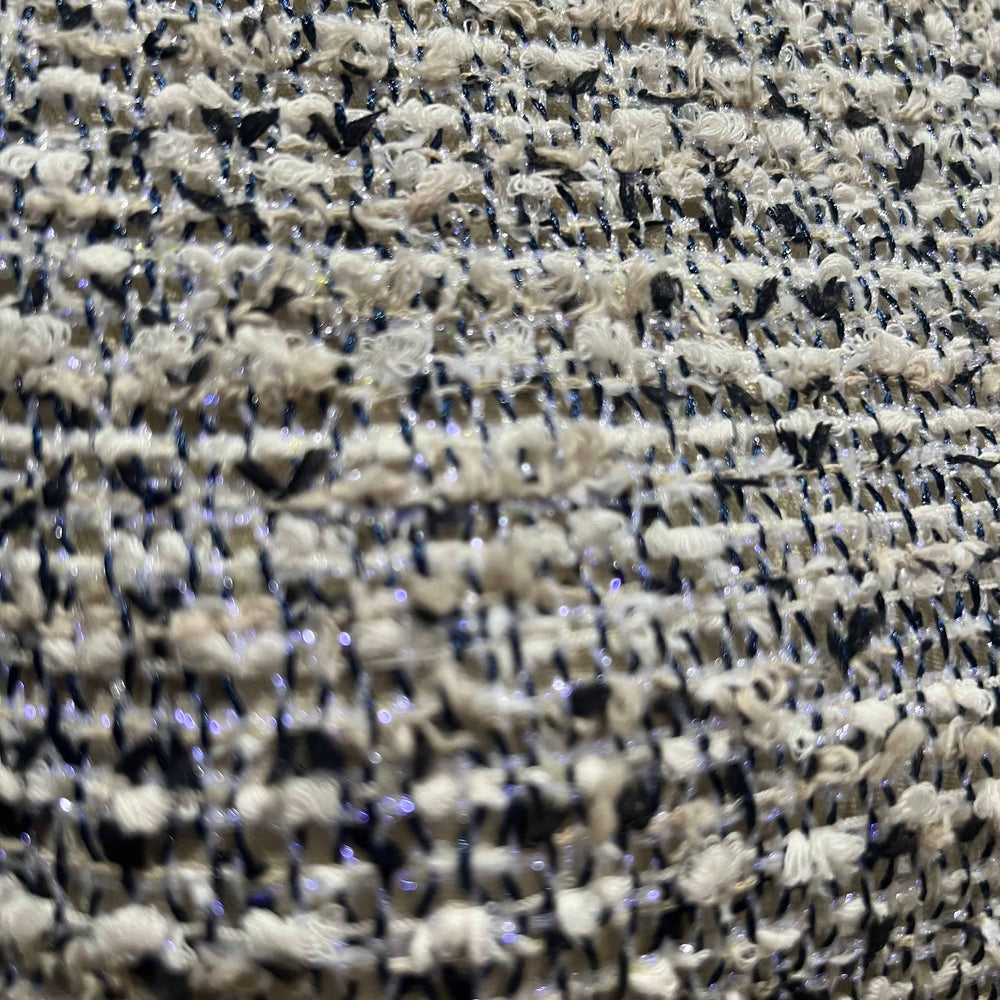 
                      
                        Linton Tweeds - Cream, Tan, Black and Purple Metallic Boucle
                      
                    