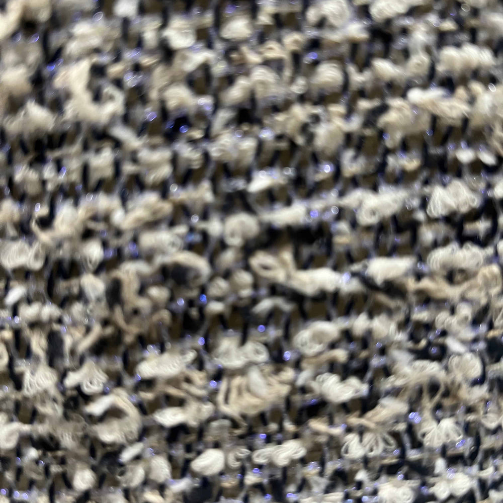 
                      
                        Linton Tweeds - Cream, Tan, Black and Purple Metallic Boucle
                      
                    