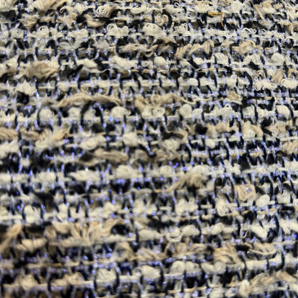 
                      
                        Linton Tweeds - Cream, Tan, Black and Purple Metallic Boucle
                      
                    