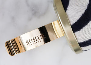 Bohin Pincushion with Metal Bracelet: B/W Striped